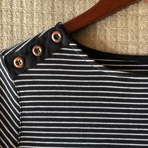 3/4 Sleeve Striped Sailor Top size L Black White